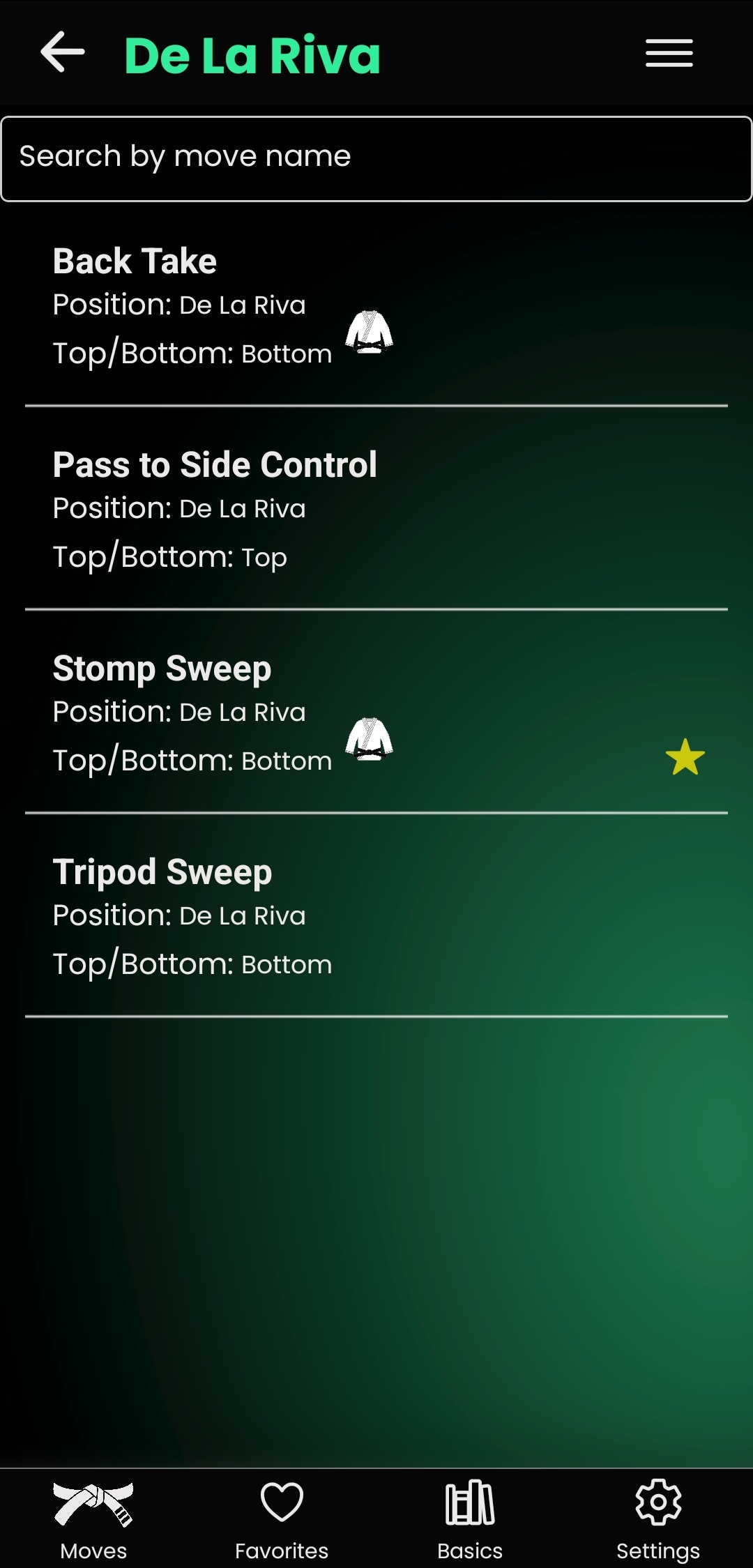 Move List with Favorites
