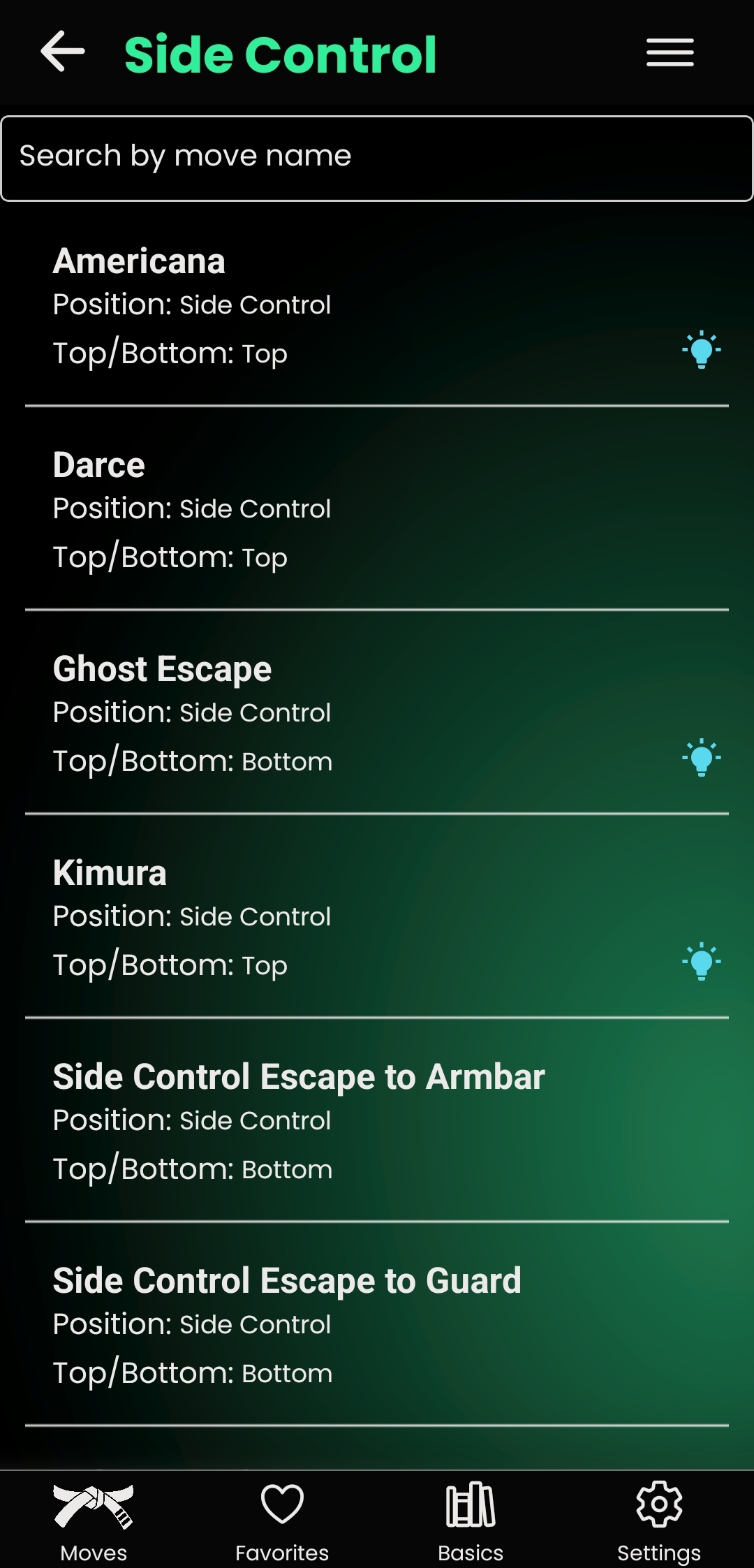 Move List with Known Moves